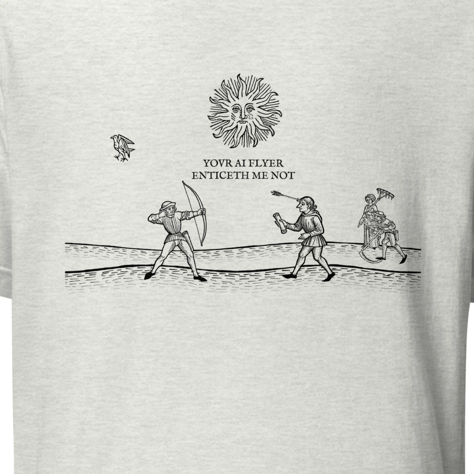 Peasants' Revolt tee — print detail, 1:1