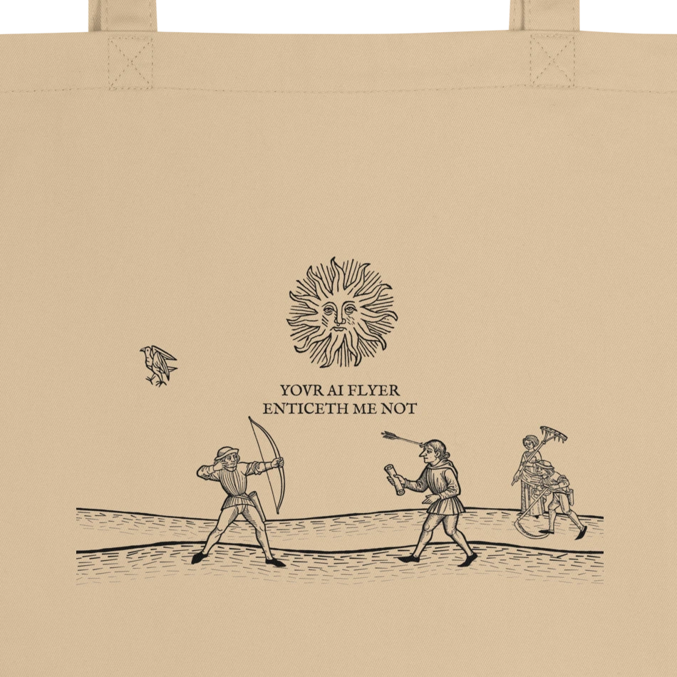 Peasants' Revolt tote — print detail, 1:1
