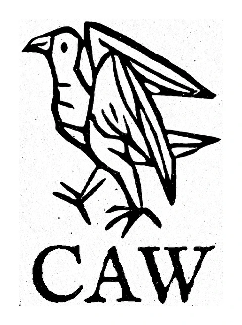CAW — woodcut crow